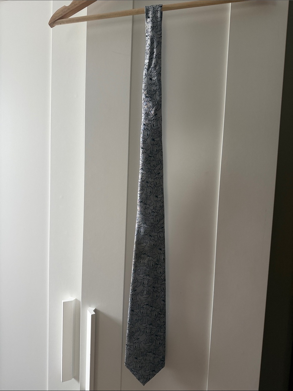 Silk Grey Donald Duck Necktie